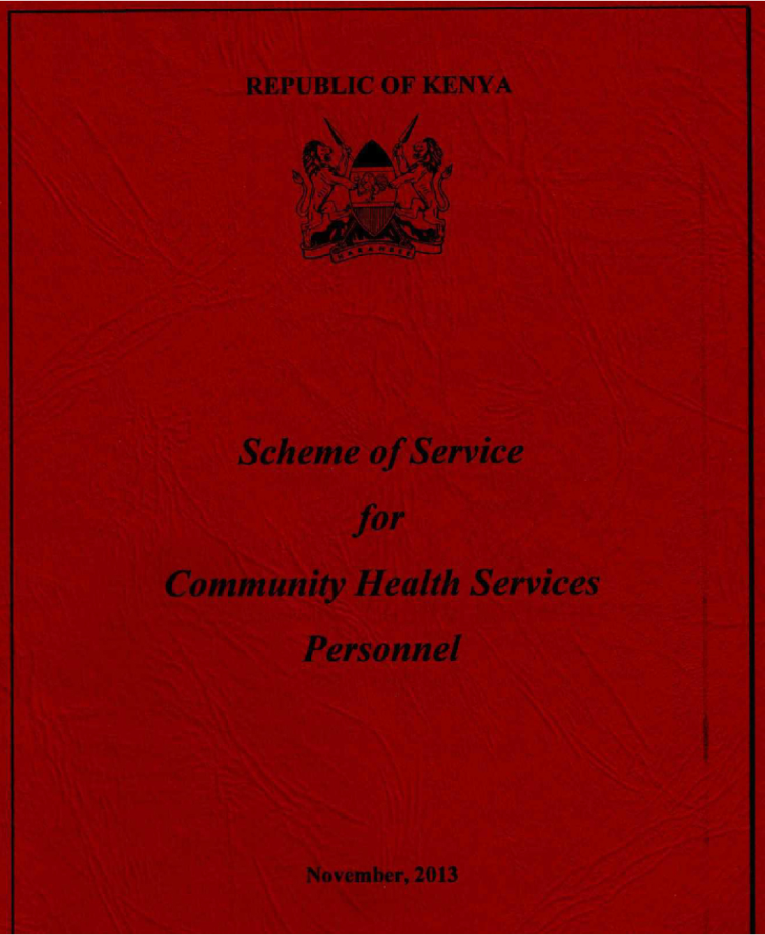 Scheme of Service for Community Health Service Personnel November 2013